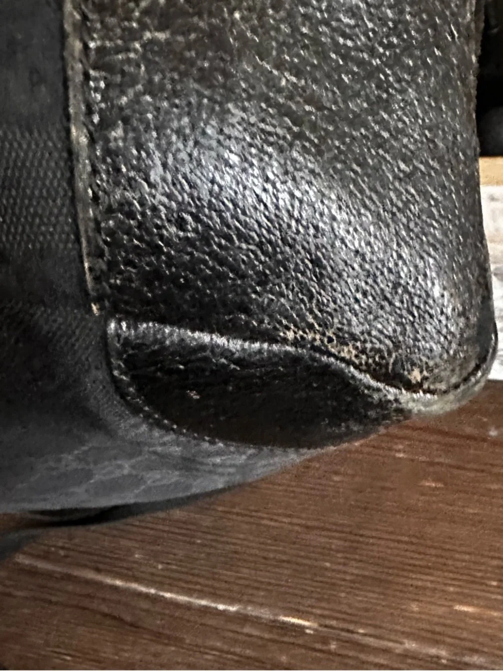 Gucci Black GG Canvas Messenger Bag with Leather Trim